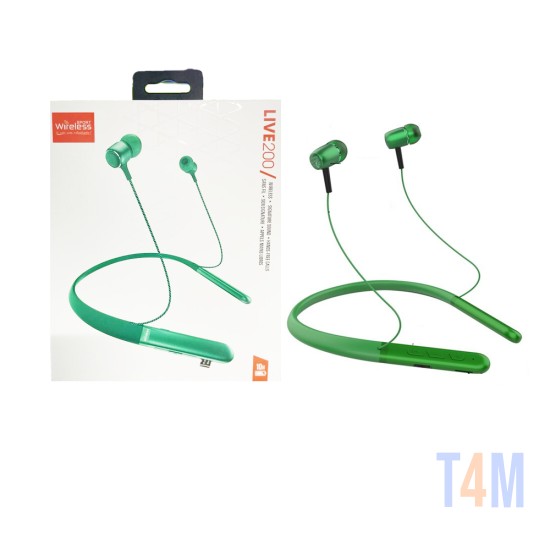 AURICULARES INALÁMBRICOS CUELLO LIVE200 CON PUERTO TARJETA MICRO SD VERDE